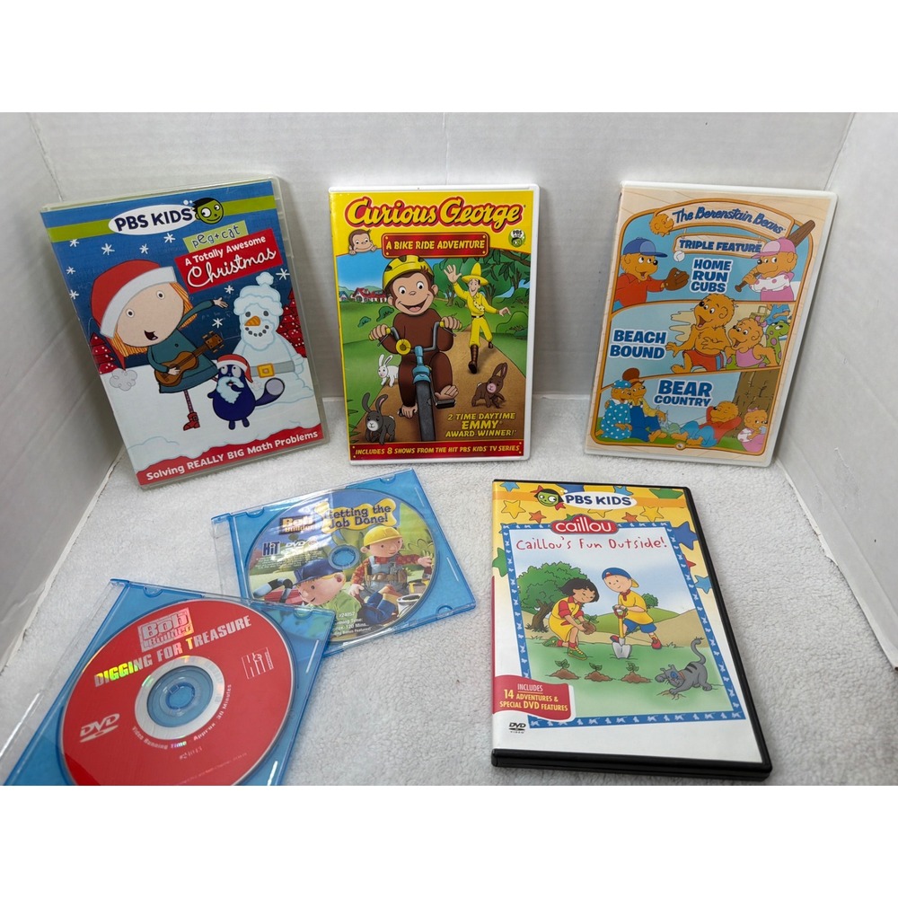 PBS KIDS DVD Lot Kids Curious George Caillou Bob The Builder 6pc